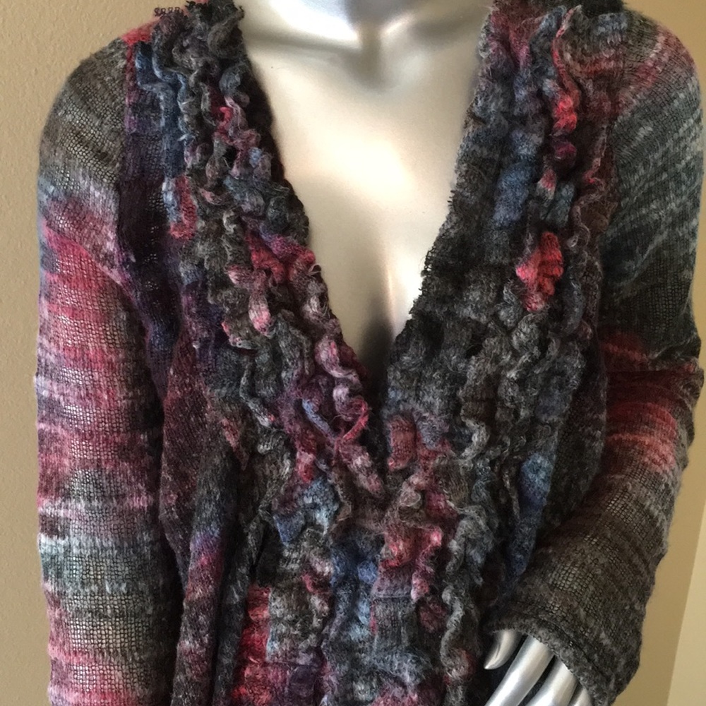 C. Oliver Ruffle Cardigan Sweater - Picture 2 of 11